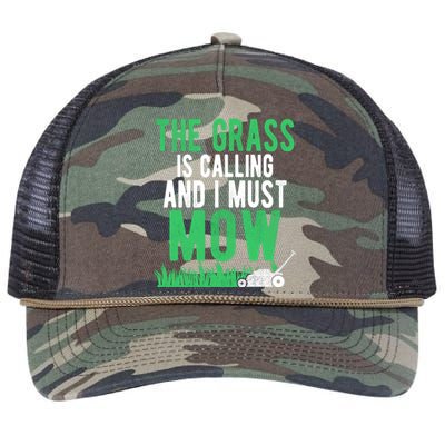 The Grass Is Calling And I Must Mow | Funny Lawn Landscaping Retro Rope Trucker Hat Cap