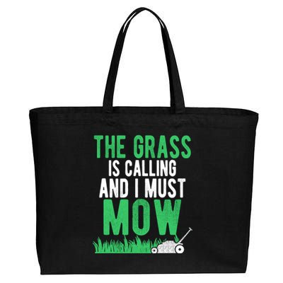 The Grass Is Calling And I Must Mow | Funny Lawn Landscaping Cotton Canvas Jumbo Tote