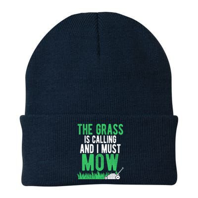 The Grass Is Calling And I Must Mow | Funny Lawn Landscaping Knit Cap Winter Beanie