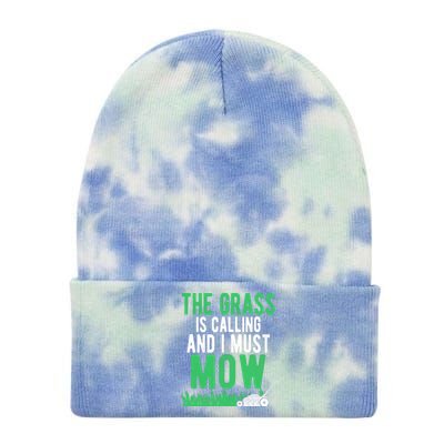 The Grass Is Calling And I Must Mow | Funny Lawn Landscaping Tie Dye 12in Knit Beanie