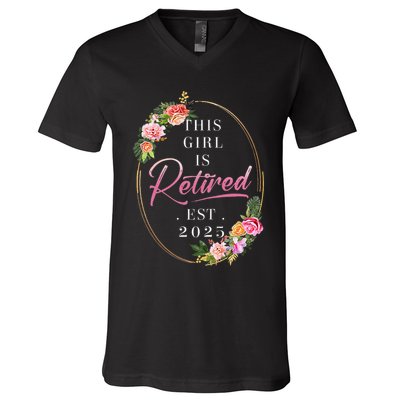 This Girl Is Retired Est 2025 Retirement Women Mom Grandma V-Neck T-Shirt