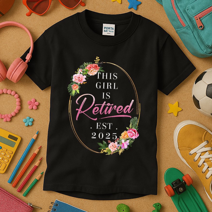 This Girl Is Retired Est 2025 Retirement Women Mom Grandma Kids T-Shirt