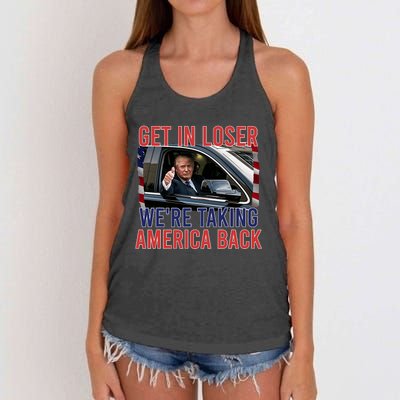 Trump Get In Loser We Are Taking America Back Republican Women's Knotted Racerback Tank