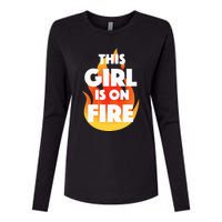 This Girl Is On Fire Womens Cotton Relaxed Long Sleeve T-Shirt