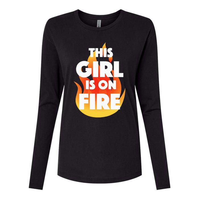 This Girl Is On Fire Womens Cotton Relaxed Long Sleeve T-Shirt