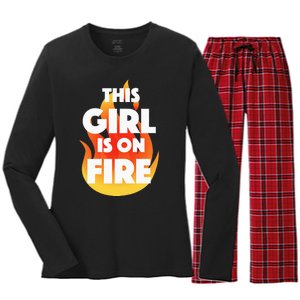 This Girl Is On Fire Women's Long Sleeve Flannel Pajama Set 