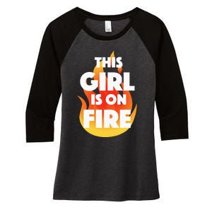 This Girl Is On Fire Women's Tri-Blend 3/4-Sleeve Raglan Shirt