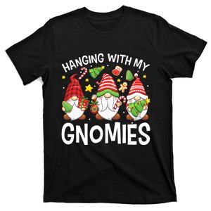 Three Gnomes In Red Just Hangin' With My Gnomies Christmas T-Shirt