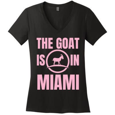 The Goat Is In Miami Women's V-Neck T-Shirt