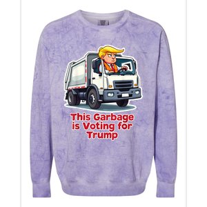 This Garbage Is Voting Trump Funny Garbage Truck Trump 2024 Colorblast Crewneck Sweatshirt