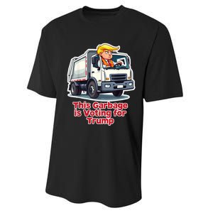 This Garbage Is Voting Trump Funny Garbage Truck Trump 2024 Performance Sprint T-Shirt