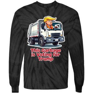 This Garbage Is Voting Trump Funny Garbage Truck Trump 2024 Tie-Dye Long Sleeve Shirt