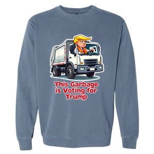 This Garbage Is Voting Trump Funny Garbage Truck Trump 2024 Garment-Dyed Sweatshirt