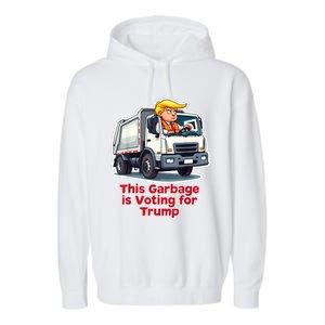 This Garbage Is Voting Trump Funny Garbage Truck Trump 2024 Garment-Dyed Fleece Hoodie