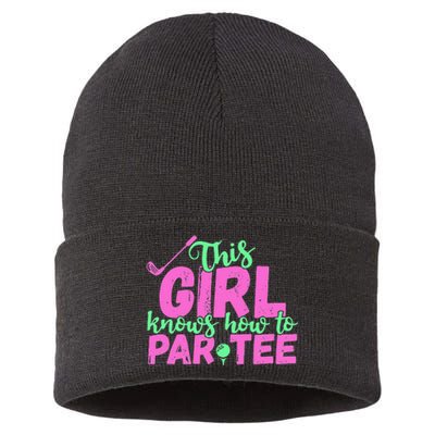 This Girl Knows How To Par Funny Lets Party Golf Gift Sustainable Knit Beanie