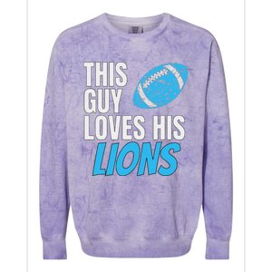 This Guy Loves His Lions Colorblast Crewneck Sweatshirt