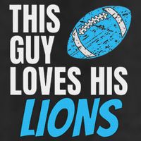 This Guy Loves His Lions 7 Panel Mesh Trucker Snapback Hat