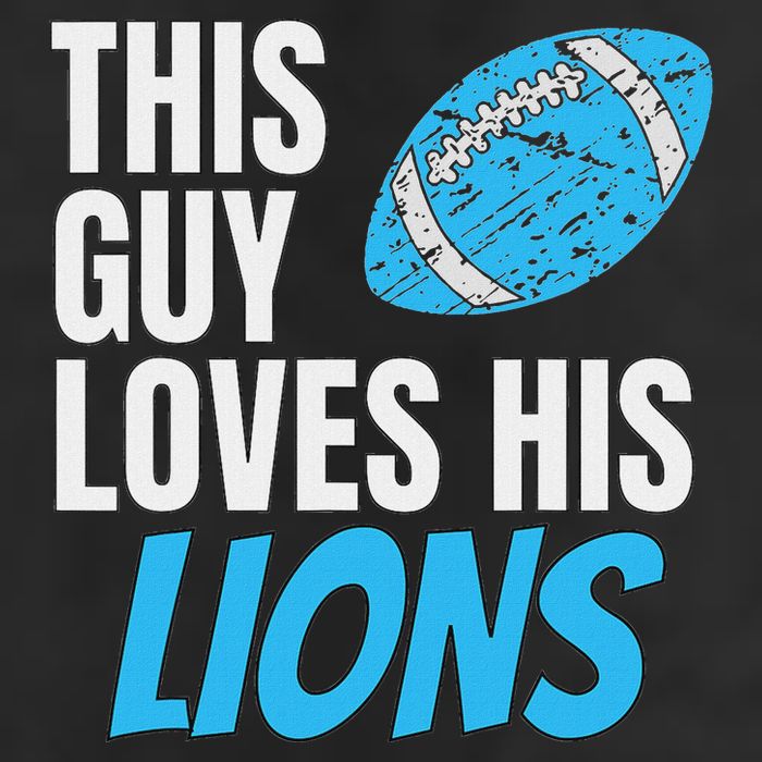 This Guy Loves His Lions 7 Panel Mesh Trucker Snapback Hat