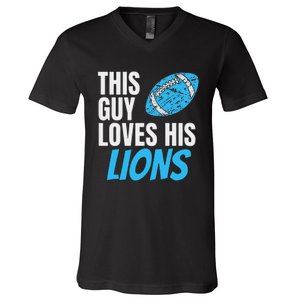 This Guy Loves His Lions V-Neck T-Shirt