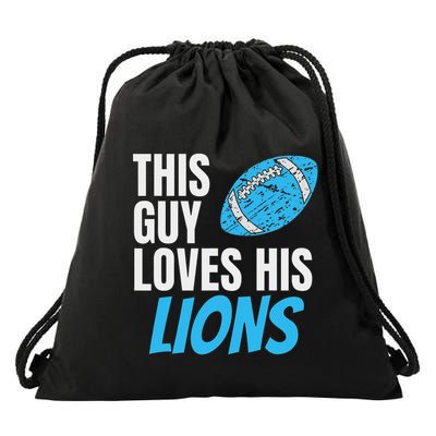 This Guy Loves His Lions Drawstring Bag
