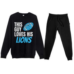 This Guy Loves His Lions Premium Crewneck Sweatsuit Set