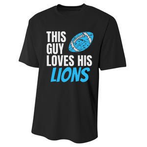 This Guy Loves His Lions Performance Sprint T-Shirt