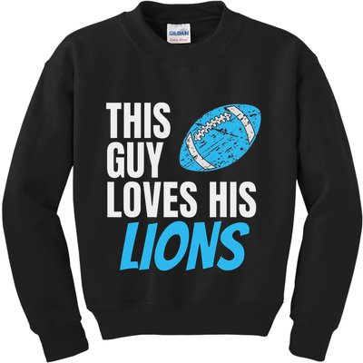This Guy Loves His Lions Kids Sweatshirt