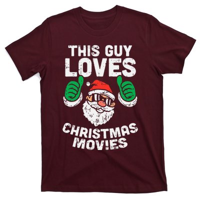 This Guy Loves Christmas Movies Santa Matching Xmas Gift T-Shirt