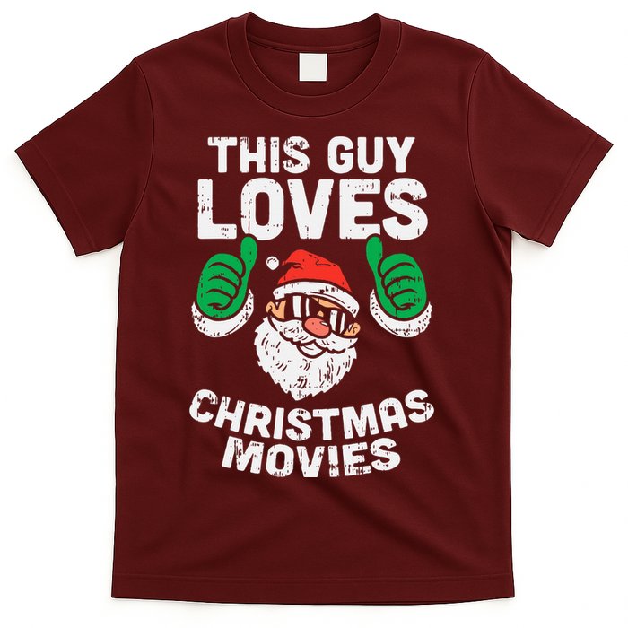 This Guy Loves Christmas Movies Santa Matching Xmas Gift T-Shirt