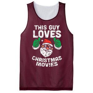 This Guy Loves Christmas Movies Santa Matching Xmas Gift Mesh Reversible Basketball Jersey Tank