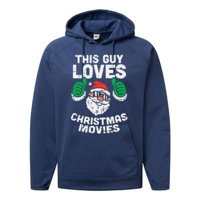 This Guy Loves Christmas Movies Santa Matching Xmas Gift Performance Fleece Hoodie