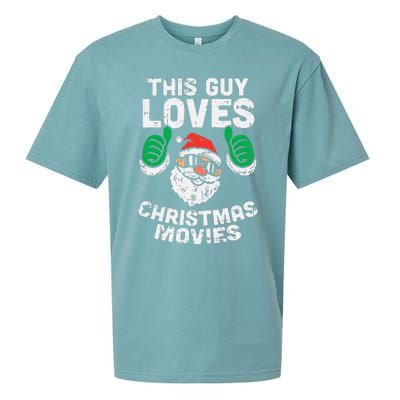 This Guy Loves Christmas Movies Santa Matching Xmas Gift Sueded Cloud Jersey T-Shirt