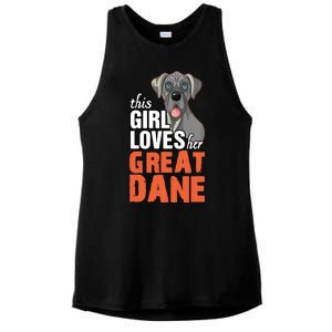 This Girl Loves Her Great Dane Ladies PosiCharge Tri-Blend Wicking Tank