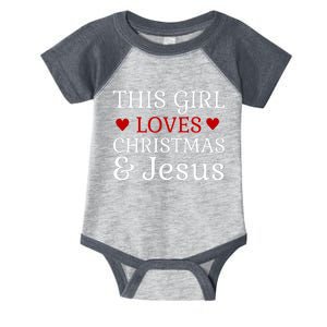 This Girl Loves Christmas & Jesus Holiday Xmas Humor Infant Baby Jersey Bodysuit