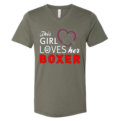 This Girl Loves Her Boxer Funny Dog V-Neck T-Shirt