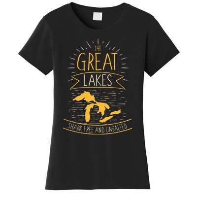 The Great Lakes Shark Free Unsalted Michigan Gift Women's T-Shirt