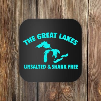 The Great Lakes Unsalted & Shark Gift Funny Free Michig Coaster