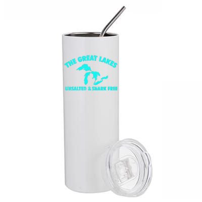 The Great Lakes Unsalted & Shark Gift Funny Free Michig Stainless Steel Tumbler