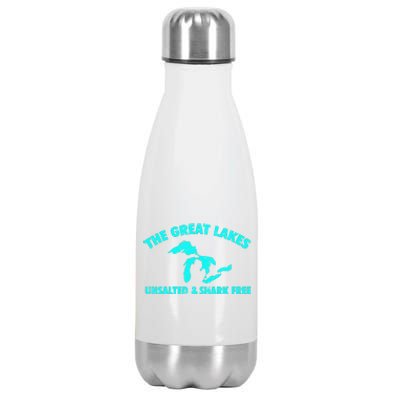 The Great Lakes Unsalted & Shark Gift Funny Free Michig Stainless Steel Insulated Water Bottle