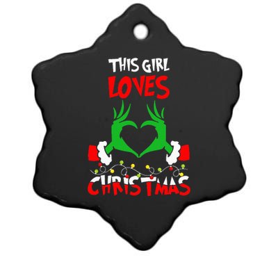 This Girl Loves Christmas Xmas Pajama  Ceramic Star Ornament