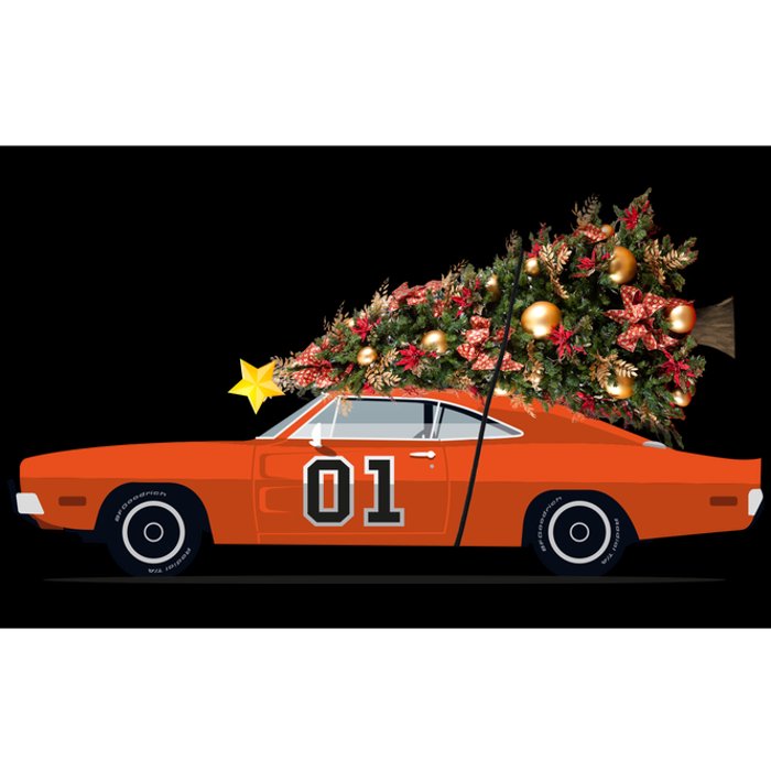 The General Lee Car Christmas Tree Bumper Sticker