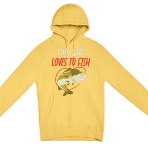 This Girl Loves To Fish Bass Fishing Family Matching Gift Premium Pullover Hoodie