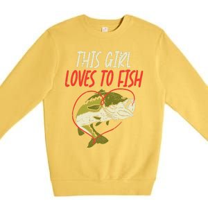 This Girl Loves To Fish Bass Fishing Family Matching Gift Premium Crewneck Sweatshirt