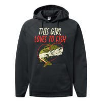 This Girl Loves To Fish Bass Fishing Family Matching Gift Performance Fleece Hoodie