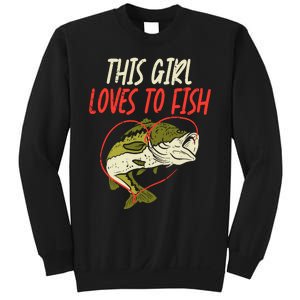 This Girl Loves To Fish Bass Fishing Family Matching Gift Sweatshirt