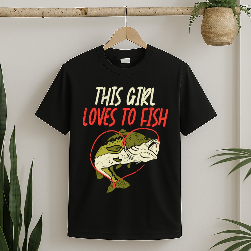 This Girl Loves To Fish Bass Fishing Family Matching Gift T-Shirt