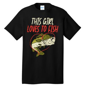 This Girl Loves To Fish Bass Fishing Family Matching Gift Tall T-Shirt