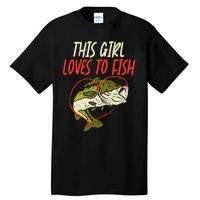 This Girl Loves To Fish Bass Fishing Family Matching Gift Tall T-Shirt