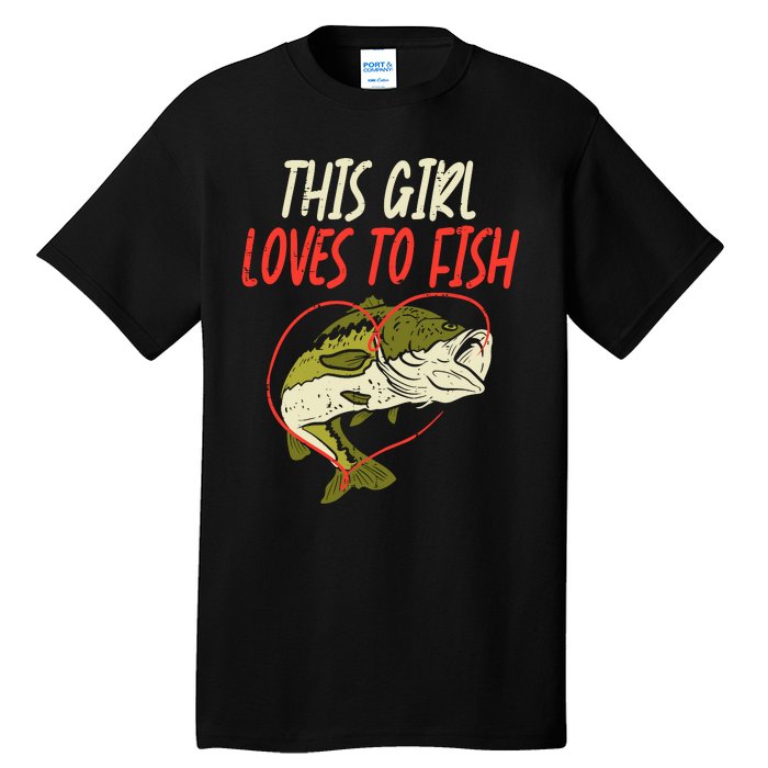 This Girl Loves To Fish Bass Fishing Family Matching Gift Tall T-Shirt