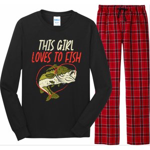 This Girl Loves To Fish Bass Fishing Family Matching Gift Long Sleeve Pajama Set